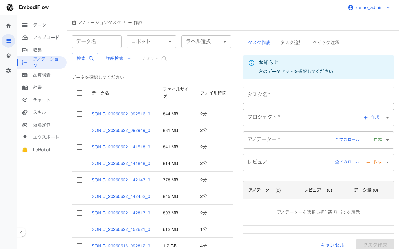 アノテーショ  ンタスクを作成