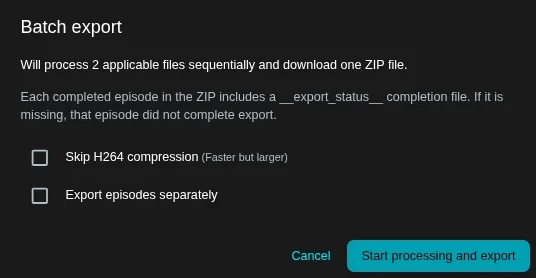 Export options