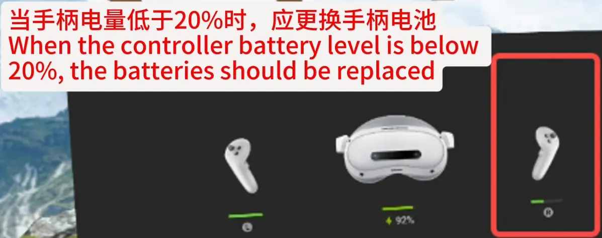 Controller battery status in VR